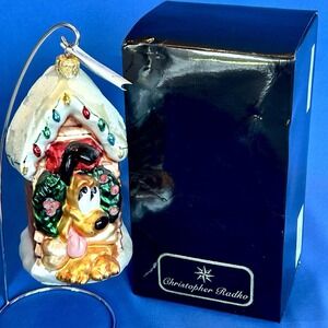 Christopher Radko Disney Pluto's Dog House 1997 Glass Ornament 97DIS57 W Box Tag